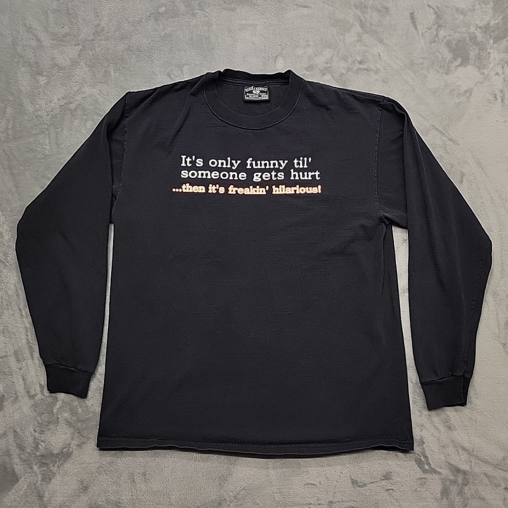 Steve & Barry's Shirt Mens Large Black Funny Graphic Tee Long Sleeve Cotton